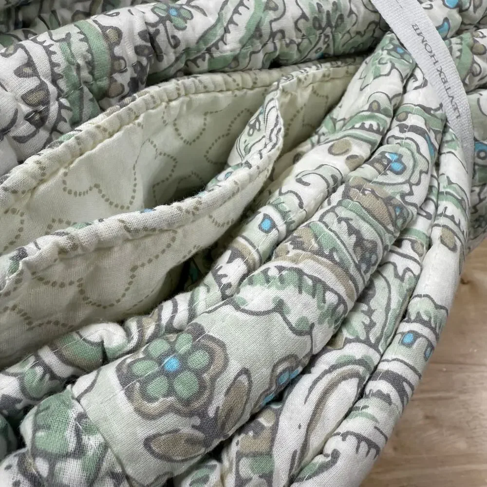 Levtex Home NWT Assisi Quilt Set Full/Queen 2 Shams Mint Green Paisley Floral